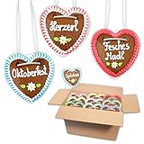 35x Lebkuchenherzen im Mischkarton 10cm - Premiumqualität - versch. bayerische Sprüche | Lebkuchen Herzen Oktoberfest | Wiesnherzen | Lebkuchenherz bestellen von LEBKUCHEN WELT