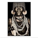 Leinwandbild Moderne Afrikanische Tribal Schwarze Menschen Kunst Poster und Drucke Leinwand Gemälde Wandkunst Bilder für Wohnzimmer Dekor 35x45cm Kein R