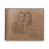 Personalisierte Foto Brieftaschen Benutzerdefinierte Leder Geldbörsen für Herren mit Text Datum Gravierte Karten Brieftasche für Familie Freund Sohn Geschenk zum Valentinstag Vatertag (Brieftaschen 2)