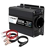 LVYUAN 500W Wechselrichter DC 12 V auf 230V AC Spannungswandler Auto Konverter 12 V mit Dual USB Ports & EU-Steckdosen Kfz-Ladegerät-Adap