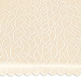 Unbekannt Tischdecke oval 135x180 cm Tafeltuch Struktur damast Streifen bügelfrei fleckenabweisend #1367 (Creme)