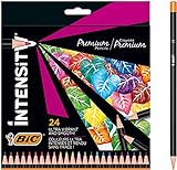 BIC Intensity Premium Buntstifte für Erwachsene und Kinder, Aquarellstifte zum Malen in 24 Farben, hochpigmentiert & mit bruchsicherer M