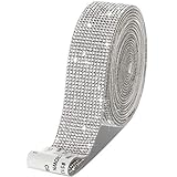 Selbstklebende Kristall Strass Diamant Band DIY Dekoration Aufkleber mit 2 mm Strass für Kunsthandwerk, DIY Event Auto Telefon Dekoration (Silber, 1,06 Zoll x 3 Yards)