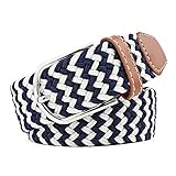 Erato Herren-Gürtel, modisch, umweltfreundlich, Stretch-Leinen-Gürtel für Hosen und Shorts, Plus blau-weiß (Gürtel Länge 130 cm),