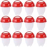 12PCS Eierkocher Eierkocher ohne Schale Silikon Eierkocher Set Eierbecher zum Kochen von Eiern Antihaft-Eierpochierer für weiche und hart gekochte Eier ohne Schale Eierkocher Kleines Kücheng
