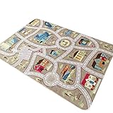 SABYDICAR Kinderspielmatten-Teppich, interaktive Spielmatte für Autostraßen mit klebriger Haarbürste, Soft-Touch-Unterhaltungs-Polyester-Teppich für Wohn- / Schlafzimmer, rutschfest，80x160