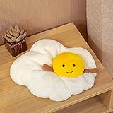 NOVELOVE Spiegelei Teppich Plüschtier Schlafzimmer Schlafzimmer Fußmatten Nachtdecke Kissen Kinderzimmer Dekoration 20 * 28