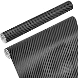 CXtech 2 Rolle Carbon Autofolie Matt Schwarz mit Kunststoffschabern, 152 * 30CM Selbstklebend 3D Car Wrapping Blasenfrei Vinyl Folie, Carbonfolie Lackschutzfolien für Auto Motorrad DIY