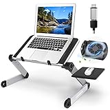 Yuede Faltbarer Laptop Ständer, Ergonomisch Notebook Stand aus Aluminium für Laptops bis zu 15.6', Universal PC Halter mit Lüfter/Abnehmbarer Mausablage/Anti-Rutsch-Stang