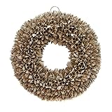 COURONNE Türkranz mit Aufhängevorrichtung 30cm in grau, gefertigt aus Bakuli-Früchten - Deko aus Naturmaterialien als Herbstdeko im Shabby chic Desig