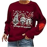 GFGHH Weihnachten Sweatshirt, Pullover Damen mit Schneeflocke Muster, Weihnachtspulli Rentier Drucken Christmas Vintage Langarmshirt Frauen Oberteile Rundhals Xmas Shirt Pulli Sport Top