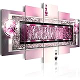 murando - Bilder Abstrakt 200x100 cm Vlies Leinwandbild 5 TLG Kunstdruck modern Wandbilder XXL Wanddekoration Design Wand Bild - Textur Perlen Struktur Silber rosa 020101-215