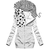 Hirolan Damen Zip Hoodie Basic Hoodie Mit ReißVerschluss Hooded Jacket Wintermantel Feste NäHte Kordelzug Kapuzen Slim Fashion Jacke Mantel Outwear Vintage Fendt Jacke üBergangsjack