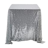 Kokomimi Pailletten Tischdecke Party Tischdecke Glitter, Rechteckig Runden Party Kulissen, Tischdekoration für Hochzeit Geburtstag Weihnachten Party Silber - 120x180