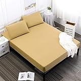 yueyouhuyou Solidee wasserdichte Matratzenschoner mit elastischer Band Schleife Breath Matratze Bezug waschbar (Color : Light Tan, Size : Queen 60x80x18in)