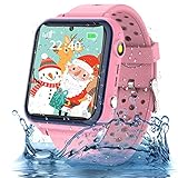 Smooce Smartwatch Kinder Telefon,Wasserdicht Musik Smartwatch für Kinder,Kinder Smartwatch mit 11 Spiele SOS Anruf Kamera Stoppuhr Wecker Rekorder Rechner für Jungen Mädchen(Pink)