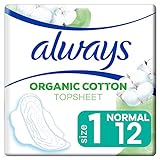 Always Ultra Binden Damen Organic Cotton Gr. 1, Normal (12 Damenbinden mit Flügeln) sicherer Schutz und Tragekomfort, Oberfläche 100% Bio-Baumw