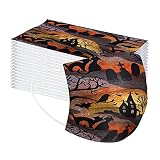 RRXX Halloween 50 Stück Erwachsene Einwegmasken 3-lagige Atmungsaktive Staubdicht Mund und Nasenschutz Halstuch für Jungen und Mädchen Masken Anti-Staub-Gesichtsmit elastischen Earloop