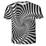 Herren T-Shirt,Sommer Whirlpool Hypnose 3D-Digitaldruck Kreative Männer Und Frauen Lässig Rundhals-Shirt Kurzarm-M