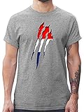 Fussball WM 2022 Fanartikel - Niederlande - Krallenspuren - XL - Grau meliert - T-Shirt - L190 - Tshirt Herren und Männer T-S