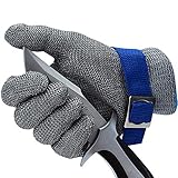 CPTDCL Level 9 Schnittfester Handschuh aus Edelstahl mit Metalldraht, langlebig, rostfrei, Metzger-Handschuh für die Küche (XL)