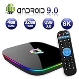 Android TV Box 9.0, Android Box 4GB RAM 32GB ROM H6 Quad Core Cortex-A53 Smart TV Box, Support 6K 3D Resolution 2.4GHz WiFi Ethernet USB 3.0 Media Play