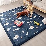 CASTLYE Teppich Kinderteppich Kinderzimmer Krabbelmatte - 2cm Dicke Korallenrote Samtmatte für Jungen und Mädchen, Grösse:80x200 cm, Farbe:Dunkelblau(Sternenklare Nacht)