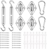 SanGlory Sonnensegel Befestigung Set, Sonnensegel Zubehör Edelstahl Spannschraube Karabiner Montageset mit Schrauben für Dreieck und Quadratische Sonnensegel, Sichtschutz, Rankgerüst, Werbeb