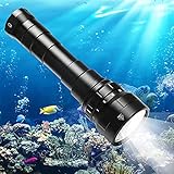 Tauchlampe, 6000 Lumen Tauchen Taschenlampe Wiederaufladbar, 4 Modi IPX8- 150m Unterwasser Taschenlampe, 6* CREE XP-L2 LED Immersione Torcia mit 2x5000mAh 26650 Akku und Ladeg