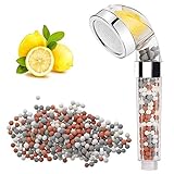 FUJGYLGL Duschkopf Hochdruck Handheld mit EIN- / Aus-Pausenschalter, Duschkopf Vitamin C Wasserfilter mit Mineralstein mit Schlauch und einstellbarem Winkelhalterung