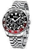 Uhr Herren Armbanduhr Wasserdicht Edelstahl Armband Kalender Leuchtend Business Datum für Männer-Schw