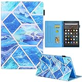 LMFULM® Hülle für Amazon Kindle Fire HD 8 2016/2017/ 2018 (8,0 Zoll) PU Lederhülle Smart Case mit Auto Schlaf/Wach Cover Ständer Schutzhülle Flip Cover Tasche Blau Q