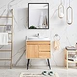 Badezimmer-Spiegelschrank, 50.8 x 40.6 cm, Aluminium, schwarz, Holzrahmen, Wandmontage, Aluminiumlegierung, nordeuropäischer Aufbewahrungsschrank, Hängeschrank mit Einzeltür für WC und Kü