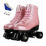 Jinrong Rollschuhe Schuhe Outdoor Anfänger Inline-Schlittschuhe Erwachsene Doppelzeile Roller Schuhe Rad Schiebe Quad Sneaker (Color : Pink Crystal Black, Shoe Size : 43)