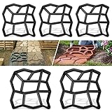 Aufun Betonformen Garten Gießform DIY Betonform Betonpflaster mit 9 Kammern, 43 x 43x 4cm Pflasterform Schablone für Beton, Gehweg, Pflastersteine, Terrassenplatten - Unregelmäßig, 5 Stück