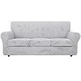 Elastischer Sofabezug, Jacquard, mit Kissenbezug für Sofa, rutschfest, waschbar, Möbelschutz für Kinder, Haustiere, Grau, C-3-S