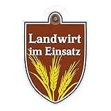 Schild, Autoschild Landwirt im Dienst Einsatz mit Saugnapf, 1,1mm wetterfestes Material 100 x 120 mm groß GREEN