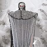 150CM Halloween Deko Horror,Halloween Hängende Geister Deko, Halloween Skelett Deko mit Leuchtenden Augen & Gruseligen Klängen,Haunted House Prop Décor,Halloween Deko G