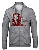 zagorka Che Guevara Cuba Kuba Revolution Grau Kapuzenpullover Hooded Sweatjacken mit Full Zip Reißverschluss -9130 - GR