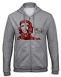 zagorka Che Guevara Cuba Kuba Revolution Grau Kapuzenpullover Hooded Sweatjacken mit Full Zip Reißverschluss -9130 - GR