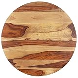 Tendia Esszimmertisch Tischplatte Massivholz Baumkante Massivholzplatte Ersatztischplatte Mit 2 Holzträgern,Holzplatte Holz Platte für Esstisch Couchtisch,Stärke: 15-16 mm, Durchmesser: 60