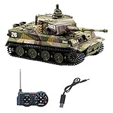 YouCute RC Panzer Mini Fernbedienung Panzer mit USB Ladekabel 1:72 German Tiger I mit Sound Geschenk für Kinder Jungen Grils Erwachsene 35MHz (Gelb)