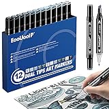 Graue Serie Sketch Art Marker, EooUooIP®️ 12 Stück Permanent Drawing Art Markierungsstifte Dual Tips Graffiti Stifte für Architekturfarben und Manga-Farben Ergänzung (Blau-grau und Grün-grau)