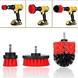 GHDHTY 3pcs / Set Drill Scrubber Pinsel Car Kit Detaillierung Tile Grout Reiniger Scrubber Reinigungswerkzeug Auto-Auto-Boot RV Wanne Cleaning Kit Autoreinigungswerkzeuge (Farbe : Red)