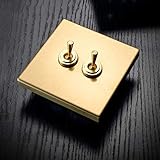 JINGYU Retro Hebel Wandschalter Heimwerker Wandleuchte Kippschalter Antik Messing Hebel Edelstahl Champagner Gold 1-3 Gang 2-Wege 86 Verdeckte Metallschalter L