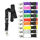 10 x unbedruckte Schlüsselbänder, Schlüsselband Lanyard neutral ohne Druck 20 mm breit, Steckverschluss Sicherheitsverschluss (schwarz)