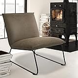 WOMO-DESIGN Loungesessel aus Microfaser Rawhide, 85x63x76cm, Unikat, Olivgrün-Schwarz, Metallgestell, Modernes Retro-Design, Clubsessel Cocktailsessel Retrosessel Relaxsessel Polstersessel Praxismöb