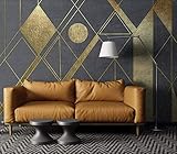 XHXI Personalisiertes Gold Geometrisches Persönliches Persönliches 3D-Paket Schlafzimmer TV Wand Wohnzimmer Wandteppich Wandbild fototapete 3d Tapete effekt Vlies wandbild Schlafzimmer-430cm×300