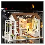 USMEI Miniatur-Puppen-Kits, DIY. Kreatives Zimmer Haus Kit, Miniaturmöbel Mini grünes Haus for Erwachsene Mädchen Weihnachtsdekoration Geburtstagsgeschenke (Color : Happy Time Dust Proof Cover)