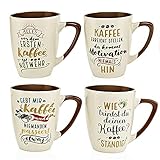 Weltbild Keramik Tasse mit Spruch Coffee 4er-Set - Kaffeetassen Set als Kaffee Geschenk: lustige Geschenke für Frauen Geschenke für Männer lustig Geschenke für Freundin Erzieherin Geschenk &